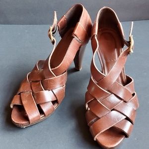 J Crew Brown Leather Strappy Heel Sandles